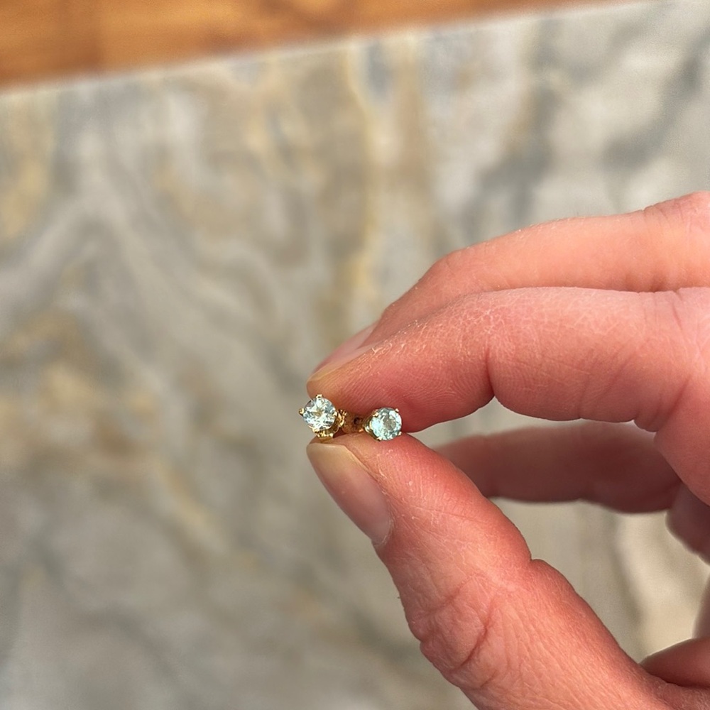 Gold Stud Earrings with paraiba tourmalines